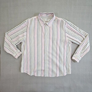 Calvin Klein Shirt Men's XXL Striped Textured Long Sleeve Y2K Boho Modern Fit